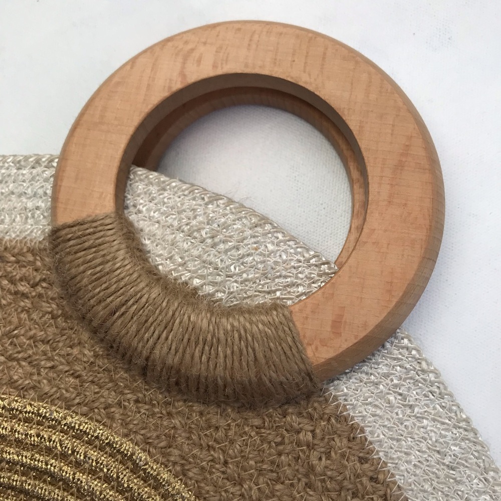 Natural Boho Crossbody Half Moon Taco Shaped Bag Summer Fun Bag - Picture 9 of 14
